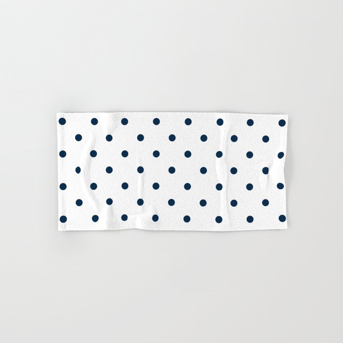 Navy Blue & White Polka Dots Hand & Bath Towel