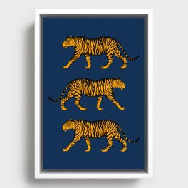 Tigers (Navy Blue and Marigold) Framed Canvas