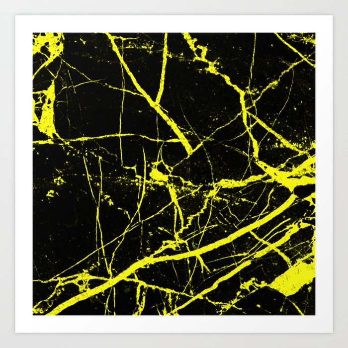 Yellow Marble Pattern Abstract Black And Yellow Art Print By Printpix Society6