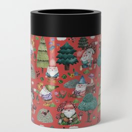 Gnomes mushroom forest - red Can Cooler