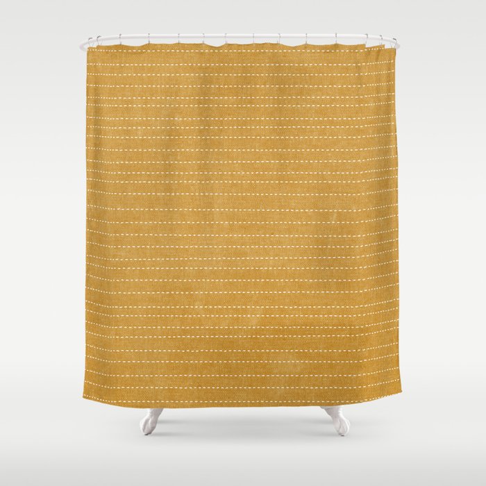 stitched stripes - mustard yellow Shower Curtain
