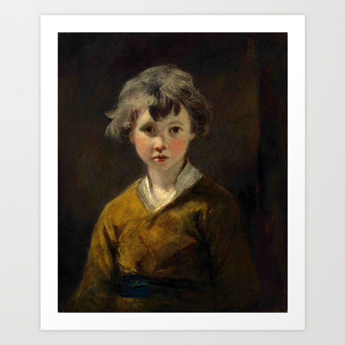Sir Joshua Reynolds "Edwin: Study of a young boy, half-length, in a brown coat" Art Print