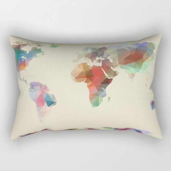 World Map //// Geometric II Rectangular Pillow