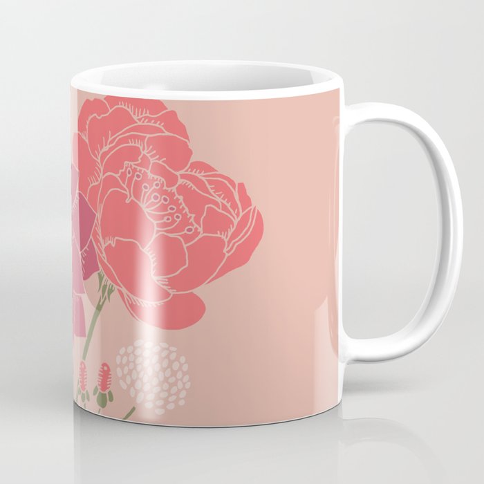 Pink Floral Bouquet in a Vase Coffee Mug