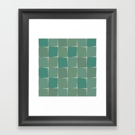 Flux Midcentury Modern Check Grid Pattern in Jade Green Framed Art Print