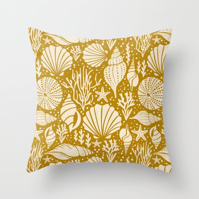 Washed Ashore - Yellow Ivory Throw Pillow