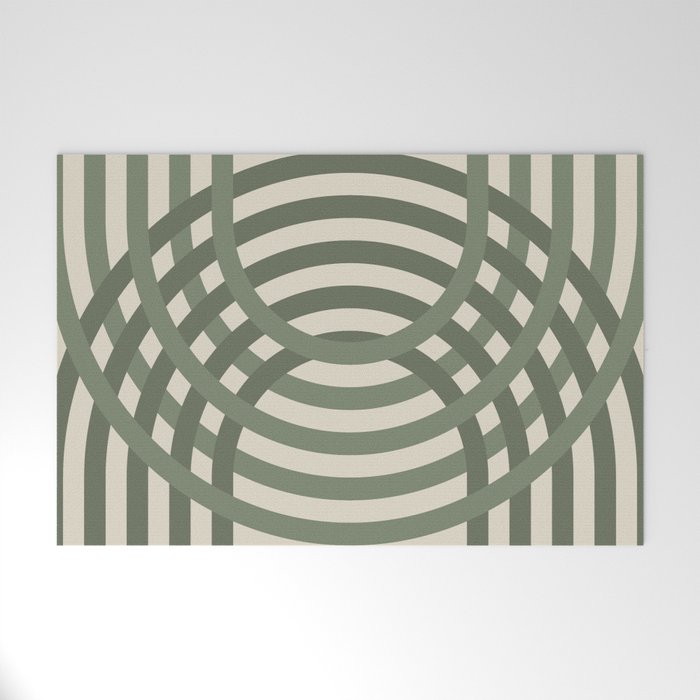 Sage Green Arches on Beige Welcome Mat