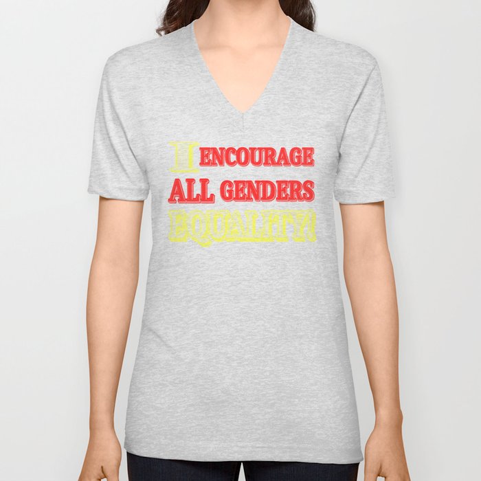 "ALL GENDERS EQUALITY" Cute Expression Design. Buy Now V Neck T Shirt