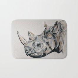 Rhino Painting Bath Mat | Wildanimal, Animal, Africananimals, Animalart, Brooklynlamb, Rhinoportrait, Rhino, White, Animalpainting, Rhinoart 
