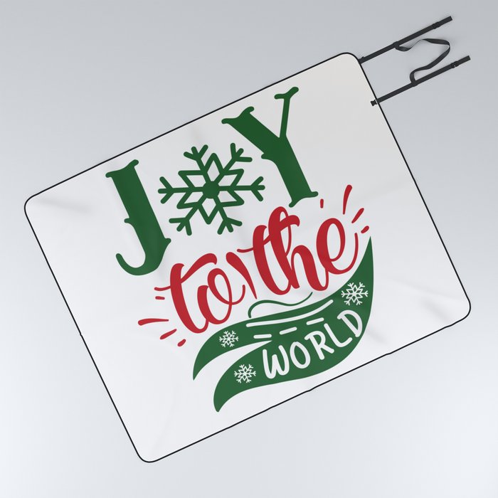 Joy To The World Christmas Typography Slogan Picnic Blanket