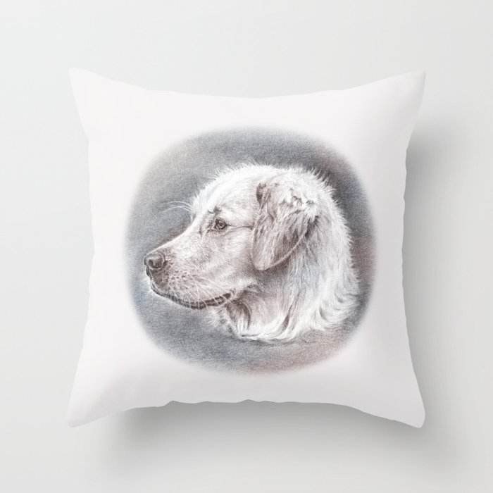 Golden Retriever Dog Drawing Throw Pillow