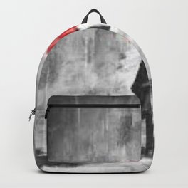 Walking in the Rain Backpack | Curated, Black And White, Decor, Oil, Watercolor, Rain, Acrylic, Vintage, Painting, Umbrella 