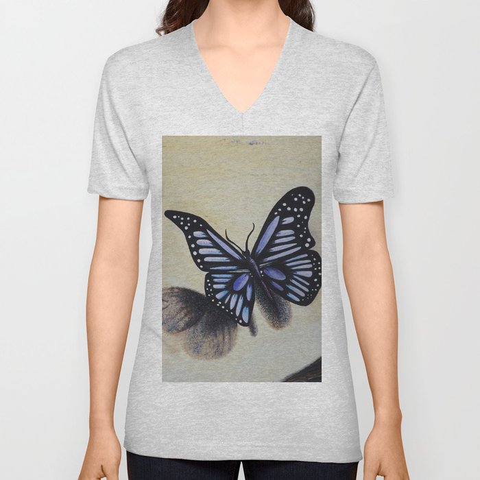 Le papillon sur les traces de l'amour V Neck T Shirt