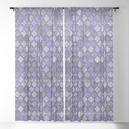 Shabby Chic Moroccan Tiles Faded Bohemian Luxury From The Sultans Palace In Shades of Purple Sheer Curtain