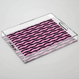 Tiger Wild Animal Print Pattern 334 Black and Pink Acrylic Tray