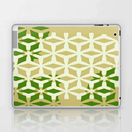 Retro Modern Color Block Yellow Green Beige Laptop & iPad Skin