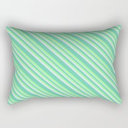 [ Thumbnail: Aquamarine, Green, and Lavender Colored Lined/Striped Pattern Rectangular Pillow ]