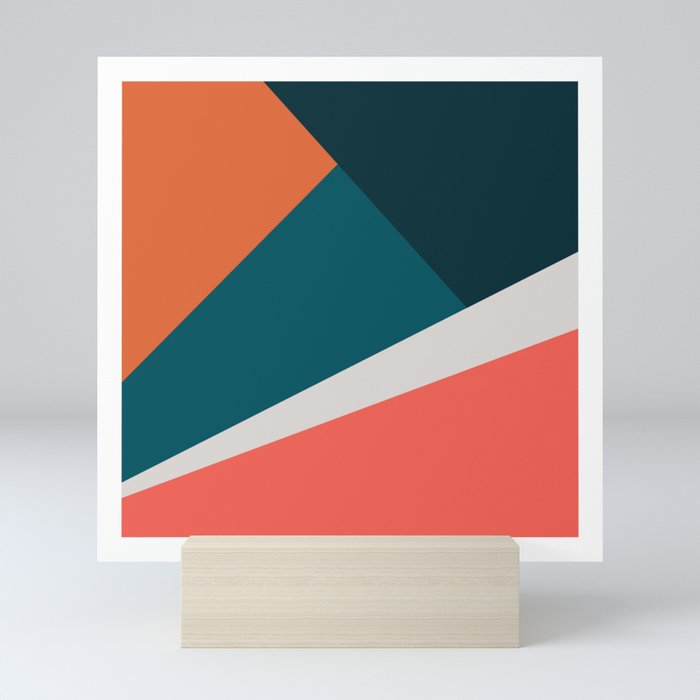 Abstract Shapes 1 in Red and Teal Mini Art Print
