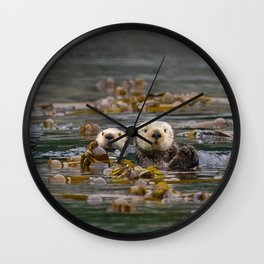 Otters Wall Clock | Seaside, Octopus, Oyster, Otters, Sea, Otter, Painting, Seaweed, Cute, Sea Otter 