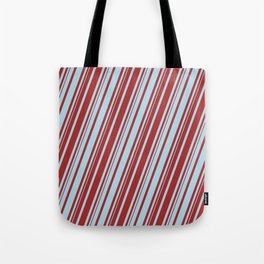 [ Thumbnail: Light Blue & Brown Colored Lines Pattern Tote Bag ]