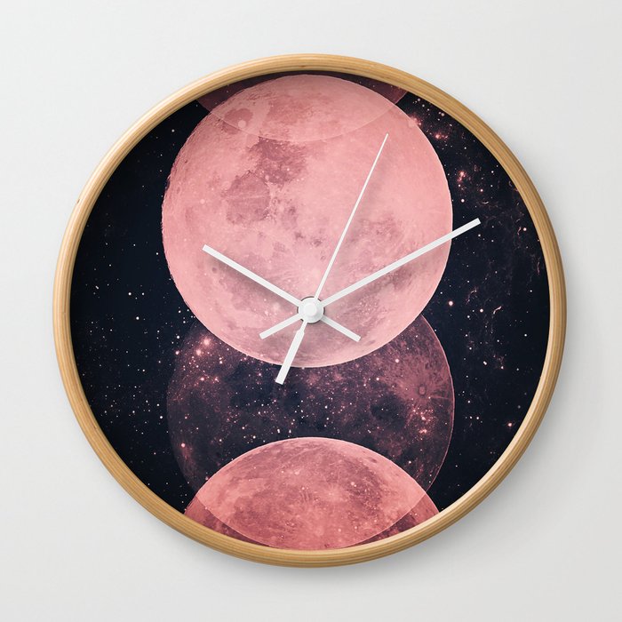 Pink Moon Phases Wall Clock