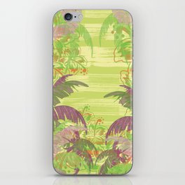 Polynesian Palm Trees And Hibiscus Green Jungle Abstract iPhone Skin