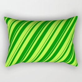 [ Thumbnail: Light Green & Green Colored Striped Pattern Rectangular Pillow ]