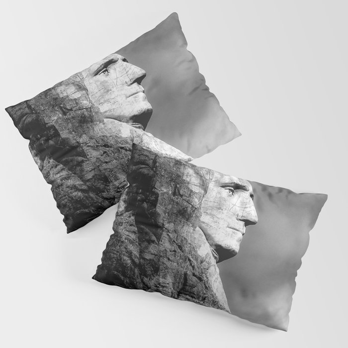 Mount Rushmore, George Washington profile black and white portrait photograph - photography - photographs for home and wall decor Pillow Sham
