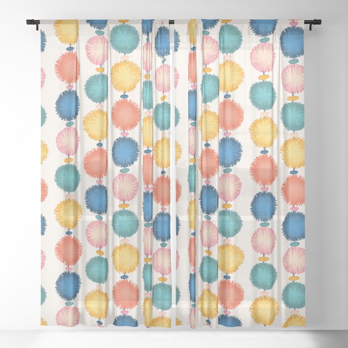 Party Pompoms Decoration Sheer Curtain By Sandrahutter Society6