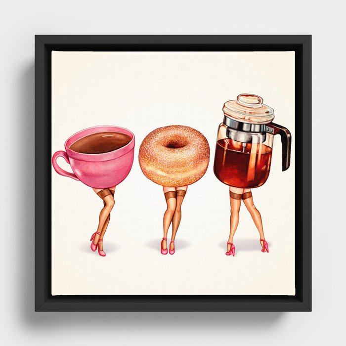 Coffee Pin-Ups Framed Canvas