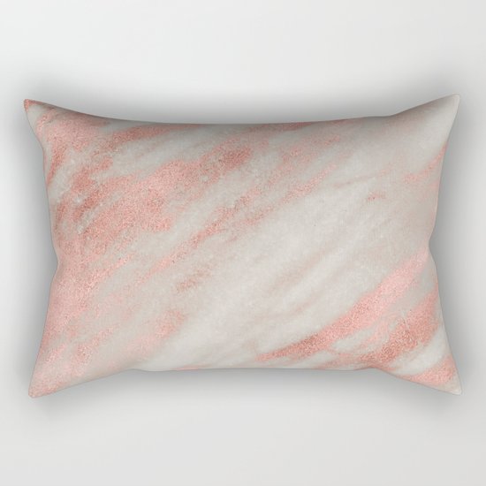Smooth rose gold on gray marble Rectangular Pillow