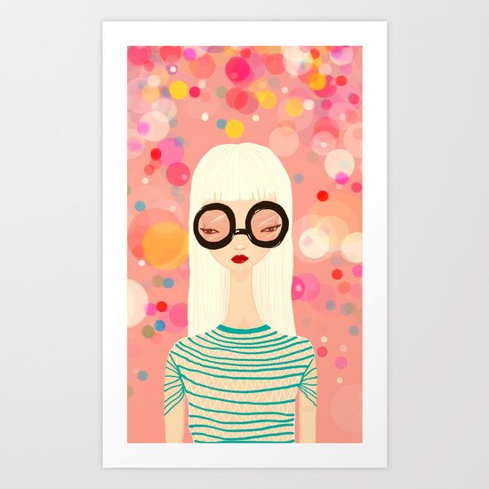 Girl with big glasses (II) Art Print