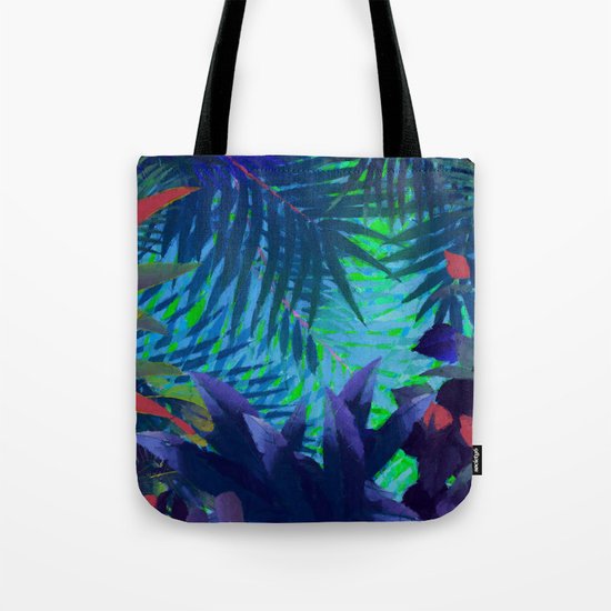 Colorful abstract palm leaves Tote Bag