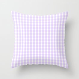 Chalky Pale Lilac Pastel and White Gingham Check Plaid Throw Pillow