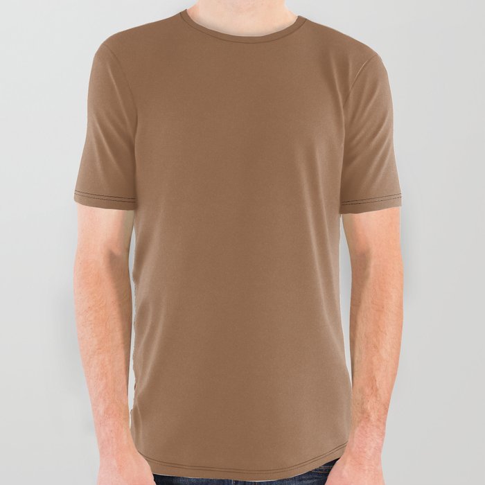 Dark Brown Solid Color Pairs PPG Cinnamon Stick PPG1070-7 - All One Single Shade Hue Colour All Over Graphic Tee