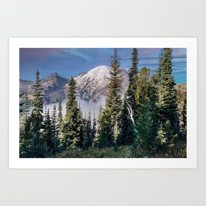 Sunrise at Rainier, Nature Landscape Art Print