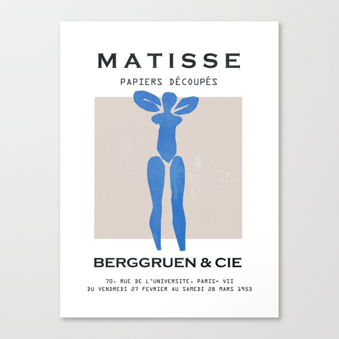 Blue Nude Matisse Decoupes Canvas Print