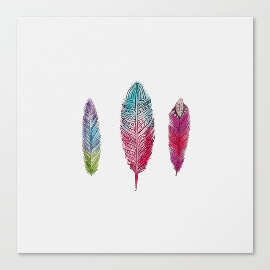 watercolor feathers Canvas Print