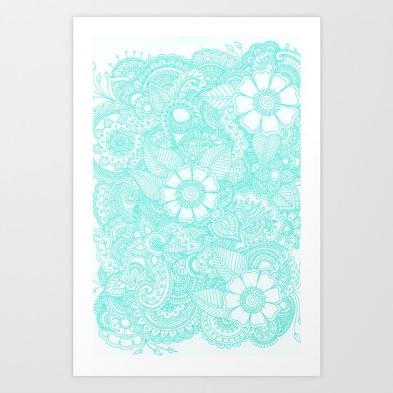 Henna Design - Aqua Art Print