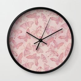 Butterfly Pattern soft pink pastel Wall Clock