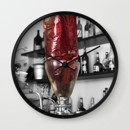 Red Italian Coffee Black and White Photography Wall Clock