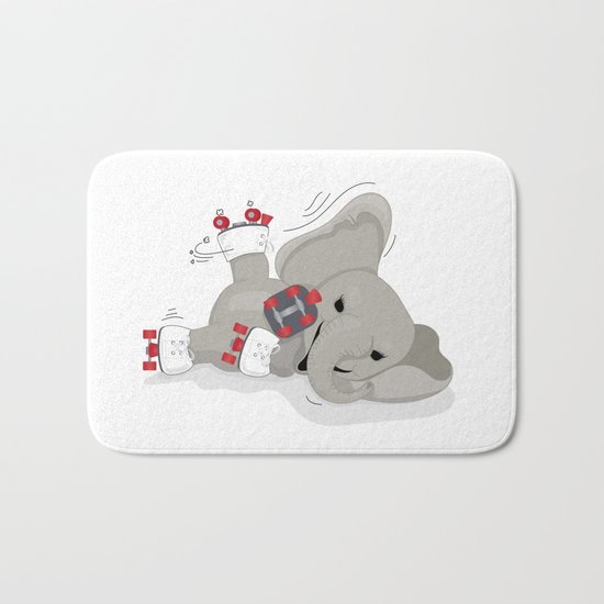 Elephant on skates Bath Mat