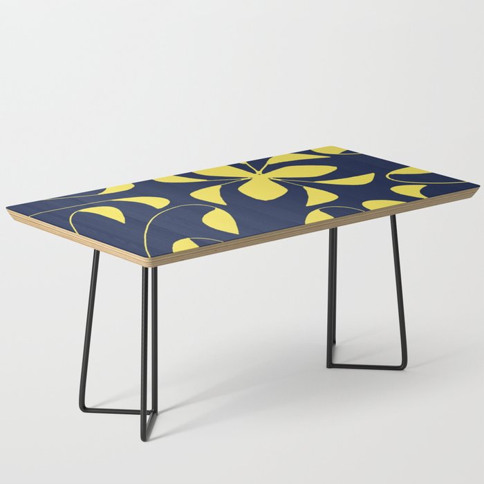 Leafy Vines Yellow and Navy Blue Coffee Table