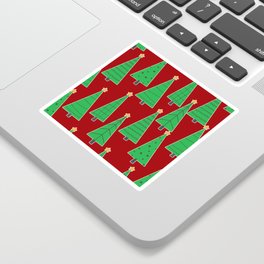 christmas trees in red Sticker