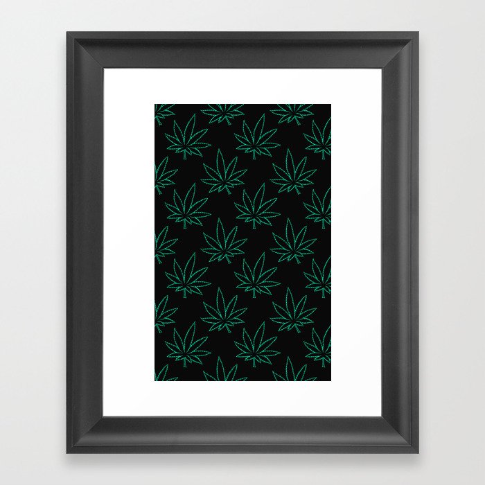 Weed Pattern 420 (outlines) Framed Art Print