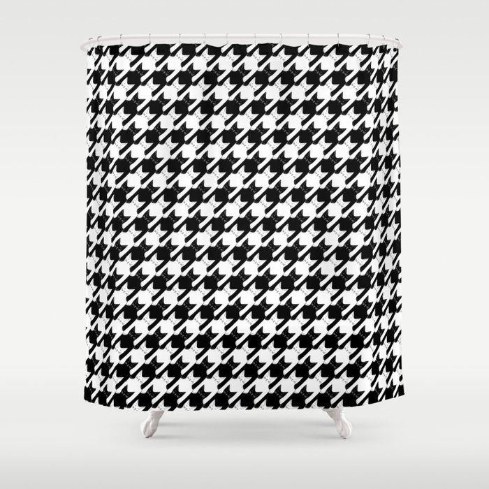 cats-tooth in black and white (houndstooth pattern) Shower Curtain