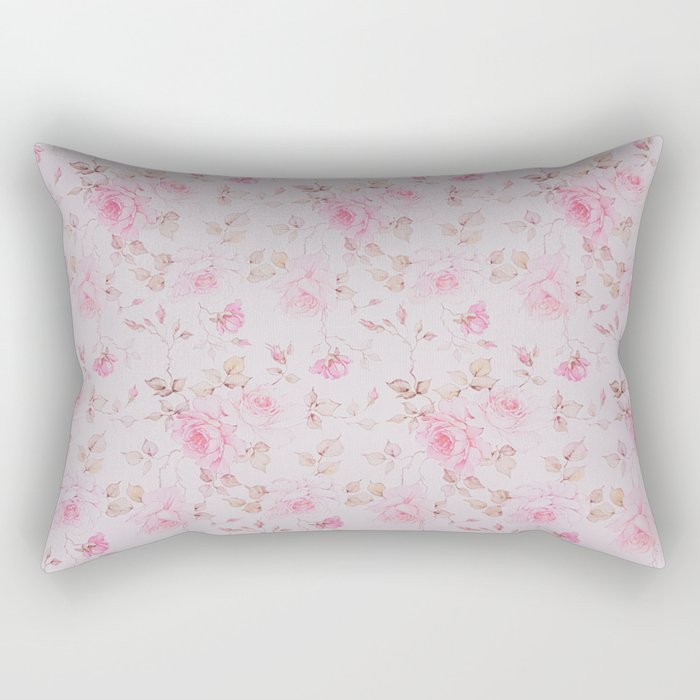 Modern Vintage Blush Pink Romantic Floral Pattern Rectangular Pillow