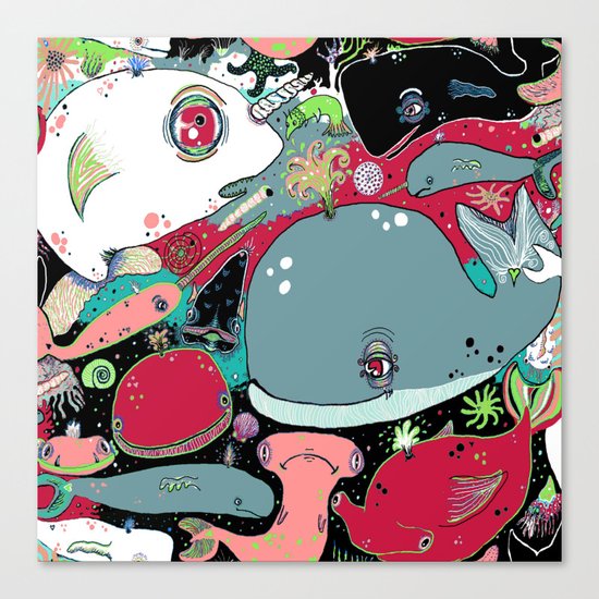 whale narwhal hammerhead shark sealife Canvas Print