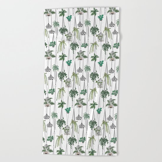hanging pots pattern Beach Towel