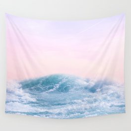 Pink Sunset | Blue Wave | Paradise | Landscape Photography | Pink Sky | Blue Water Wall Tapestry